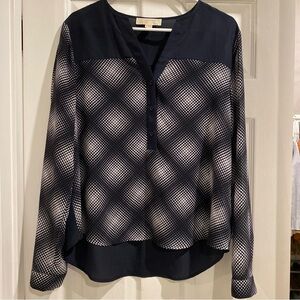 Michael Kors navy and white long sleeve blouse, women’s large